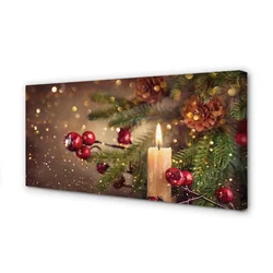tulup.si Slika na platnu Vejice baubles sveča stožci 140x70 cm