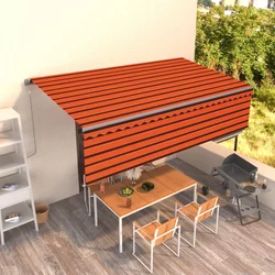vidaXL Ročno zložljiva tenda s senčilom 5x3 m oranžna in rjava
