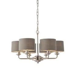 Endon 94381 - Luster na lancu HIGHCLERE 6xE14/28W/230V siva/sjajni hrom