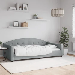 Greatstore Raztegljiva postelja svetlo siva 100x200 cm blago