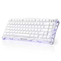 GravaStar Mercury K1 75% Wireless Mechanical Gaming Keyboard/Special Edition Opaline White/Aluminium Alloy/ Hot-Swap/Sideprint keycaps/Kalih Cherry Pink linear switches