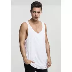 Long Shape Open Edge Loose Tank White