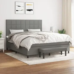 shumee Box spring postelja z vzmetnico temno siva 180x200 cm blago