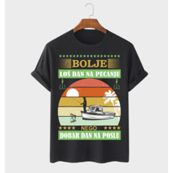 MAFIMI Muška majica Bolje loš dan na pecanju 1, Crna