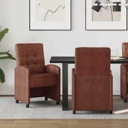 vidaXL Jedilni stoli 2 pcs Sijajna rjava 57 x 67 x 98 cm Umetna koža