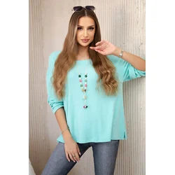 Kesi Włoski Blouse with necklace mint