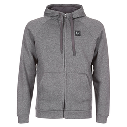 UA Rival flis Full-Zip pulover s kapuco, Charcoal Light Heather/črna