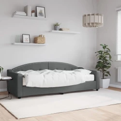 shumee Dnevna postelja z vzmetnico temno siva 80x200 cm blago