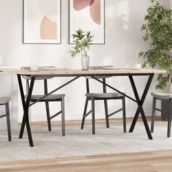 Blagovaonski stol X-oblika 160x80x75,5 cm od borovine i čelik
