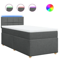 Vidaxl Box spring postelja z vzmetnico temno siva 90x200 cm blago