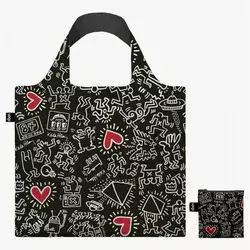 LOQI zložljiva vrečka Keith Haring, Black Pattern, Recycled
