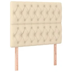 Vidaxl Vzglavje postelje kremne barve 100x7x118/128 cm blago