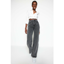 Trendyol Anthracite High Waist Wide Leg Jeans