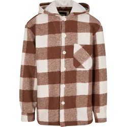 Big Check Hooded Shirt Jacket White Sand/Brown