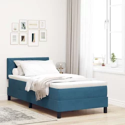 vidaXL Box Spring postelja z vzmetnico temno modra enojna žamet