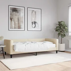 Dnevni krevet s madracem krem 80 x 200 cm od tkanine