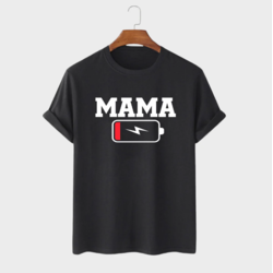 MAFIMI Ženska majica Mama bez baterije, Crna