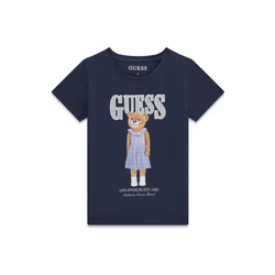GUESS Majica nočno modra/rjava/siva/vijolično modra