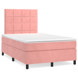 Krevet box spring s madracem LED ružičasti 120x190cm baršunasti