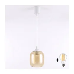 Brilagi - LED luster na sajli R GLASS 1xE27/60W/230V prečnik 14 cm bela/dimljeno braon
