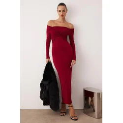 Trendyol Milla ženska haljina Tpraw26El00038, burgundac-bordo