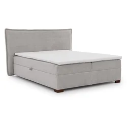 Svetlo siva boxspring postelja s prostorom za shranjevanje 200x200 cm Lysa – Ropez
