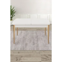 Hanah Home trpezarijski sto na razvlačenje Roz, 132 × 80 cm (razvučen 170 cm), bela ploča, noge u prirodnoj boji drveta