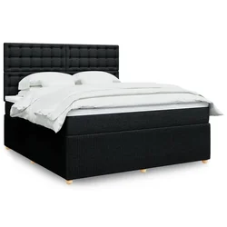 VIDAXL Box spring postelja z vzmetnico črna 180x200 cm blago
