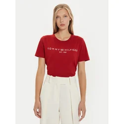 TOMMY HILFIGER Majica  krvavo rdeča / bela
