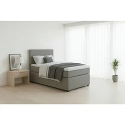 MID.YOU BOXSPRING POSTELJA 90 cm x 200 cm , tekstil, leseni material siva