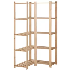 Kutni stalak za pohranu 5 razina 80x28,5x170cm masivna borovina