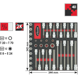 Vigor Unutarnji TORX bit-nasadni ključ 40-dijelni set 1/2 (12.5 mm) Vigor V2033