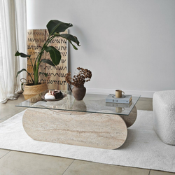 HANAH HOME Sto za dnevnu sobu Brise Travertine Transparent