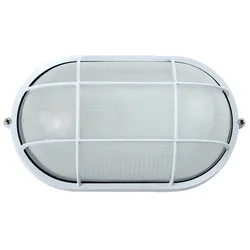 OVALNA VANJSKA ZIDNA LAMPA S PREGRADOM I MREŽOM BIJELA MAX 60W