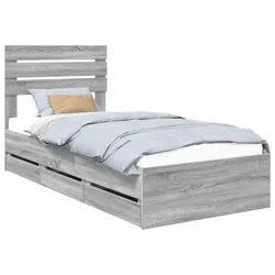 Vidaxl Konstrukcija postelje Siva Sonoma 90 x 200 cm Inženirsko leseno