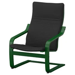 POÄNG Fotelja, tamnozelena/Knisa crna