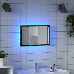 LED kupaonsko ogledalo boja dimljenog hrasta 60x8,5x38cm drveno