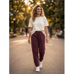 Sinsay - Dres jogger pantalone od terry - burgundy