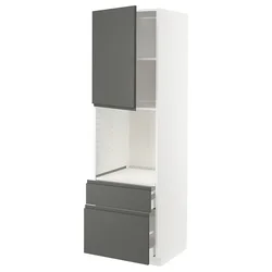 METOD / MAXIMERA Vis.el.peć s fiok/2frnt/srd/g.fiok, bela/Voxtorp tamnosiva, 60x60x200 cm