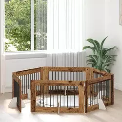 Vrata za pse s postoljem 6 pcs Staro drvo 100 x 60 cm