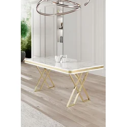 Hanah Home Trpezarijski sto Vals, 130x74x80 cm, Zlatne boje