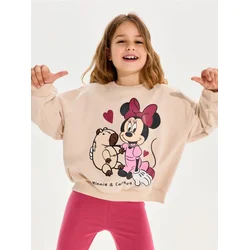 Sinsay - Pamučni duks sa okruglim izrezom i štampom Minnie Mouse - kafa