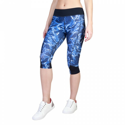 Womens workout capris,printed blue