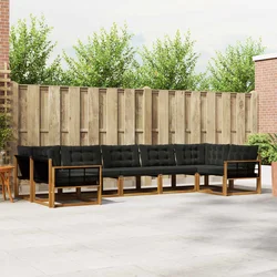Set vanjskih sofa 7 kom. Prirodna i crna