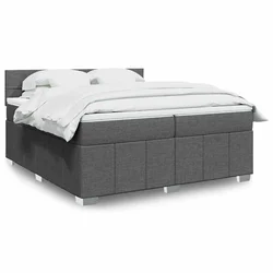 Vidaxl Box spring postelja z vzmetnico temno siva 200x200 cm blago