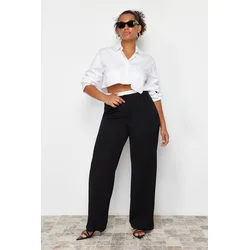 Trendyol Curve Black Waist Detailed Knitted Trousers