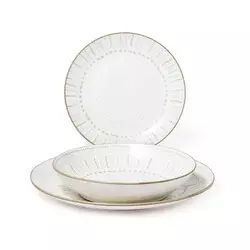 MHOME set krožnikov Spring, porcelan, bela/rjava, 18 kos