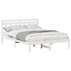 Vidaxl Konstrukcija postelje Bela 120 x 190 cm Masivno borovo les