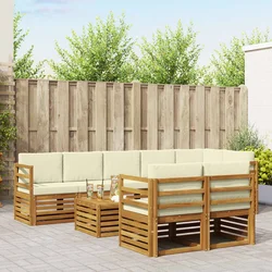 Setovi sofa 9 pcs Prirodna i krem Čvrsto drvo akacije