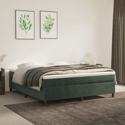 Okvir za krevet s oprugom tamnozeleni 160x200 cm baršunasti